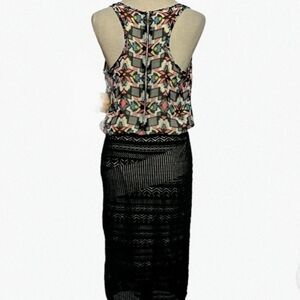 NWOT Rachel Roy BodyCon Dress With Racer Back Blouson Bodice & Knit Midi Skirt